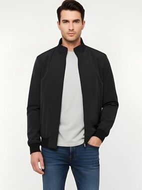 Guy Laroche Black Bomber Jacket Lightweight Design NWT